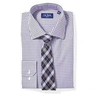 Petite Bold Check Purple Non-Iron Dress